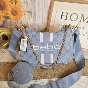 Bebe Blue Shoulder Bag with Chain Strap And Coin Purse